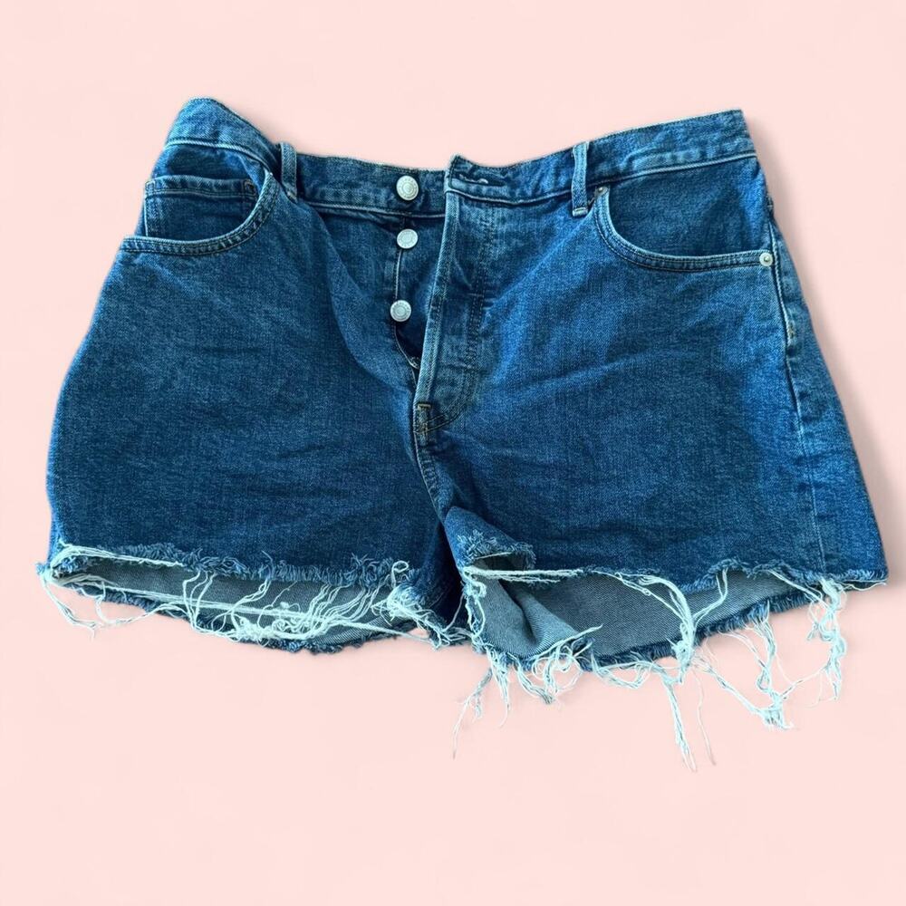 Everlane blue button fly cheeky denim shorts size 31